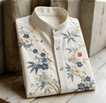 Men's Vintage Bamboo & Blue Plum Blossom Oriental Style Print Casual Shirt