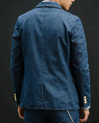 Retro Denim Multi-pocket Casua Blazer
