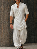Minimalist Cotton Longline Wrap Shirt Pants Set