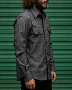 Vintage Dark Gray Textured Long-sleeved Cargo Shirt
