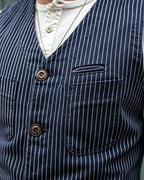Vintage Pinstripe Denim Single-breasted Vest