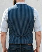 Vintage Blue Striped Denim Vest