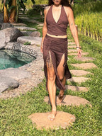 Halter Crop Top: Stretchy, Yoga, Bellydance, Boho, Ritual, Burning Man