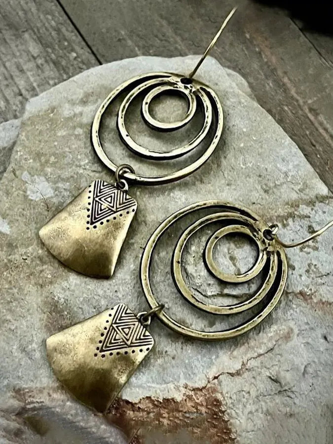 Vintage Hollow-Out Multi-Layer Circle Geometric Drop Earrings