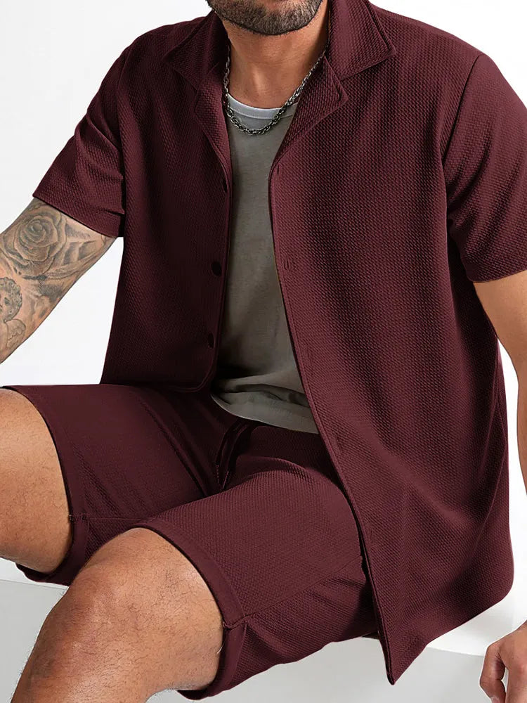 Simple Loose Fit Textured 2-Piece Set