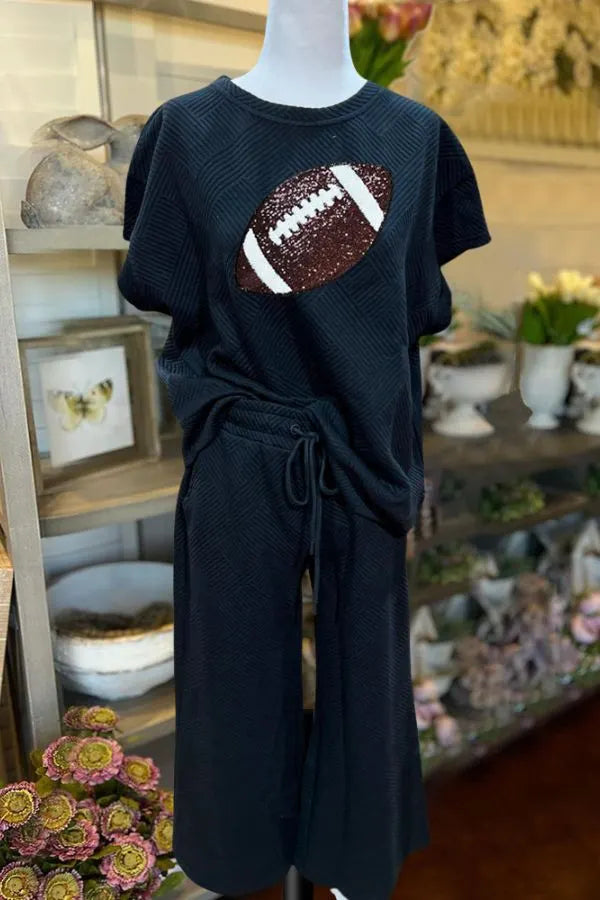 Football Sequin Quilted Set
