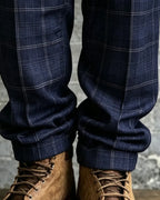 Vintage Navy©\Blue Plaid Double©\Pleated Trousers