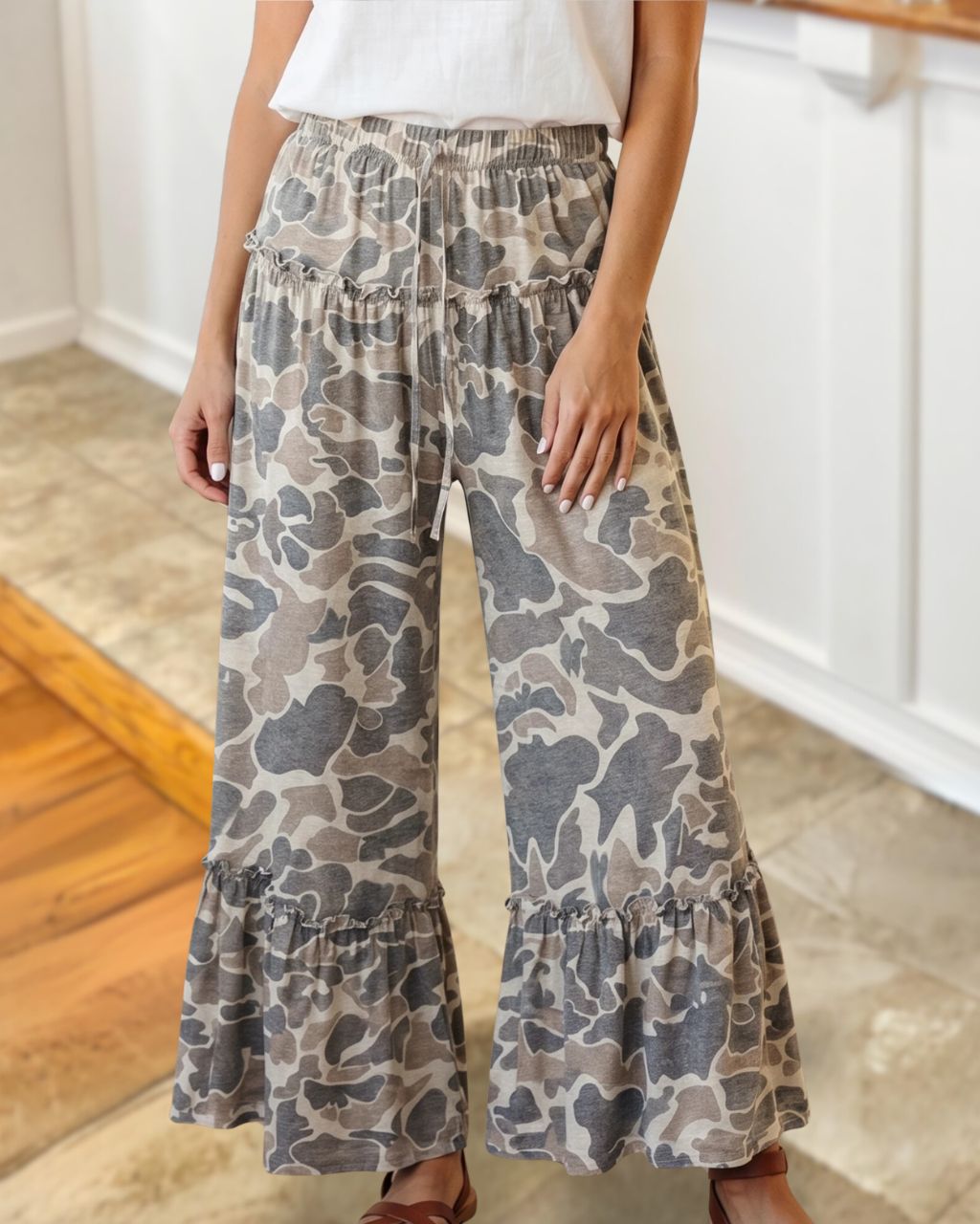 Casual Camo Wide-leg Pants