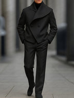 Stylish Asymmetry Design Blazer Pants Set