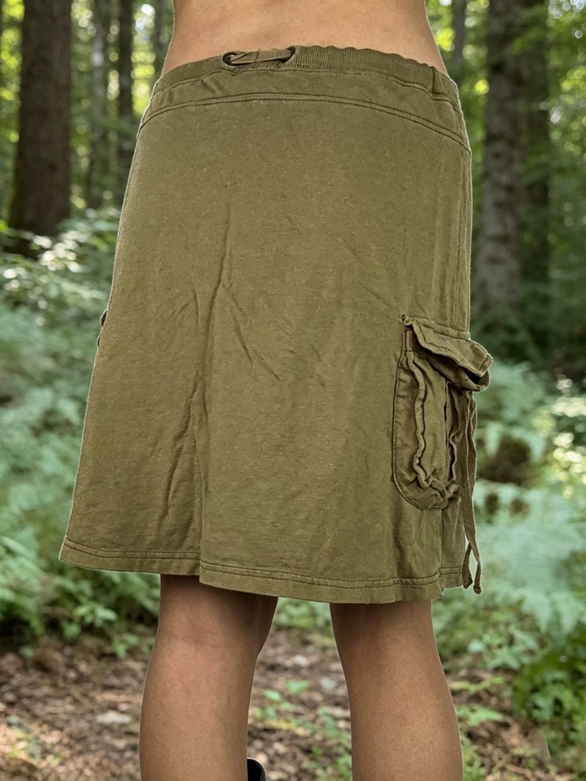 Vintage Cargo Drawstring Mini Skirt with Side Pockets
