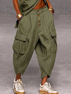 Casual Drop Crotch Cargo Harem Pants