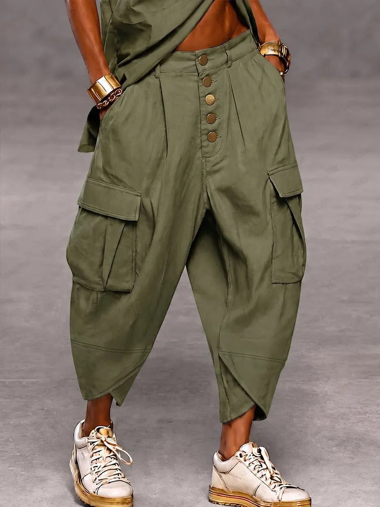 Casual Drop Crotch Cargo Harem Pants