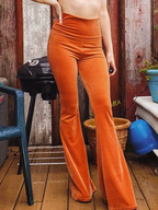 Velvet Bell Bottoms High Waist Flares Festival Clothing Solid Velvet Stretchy Pants