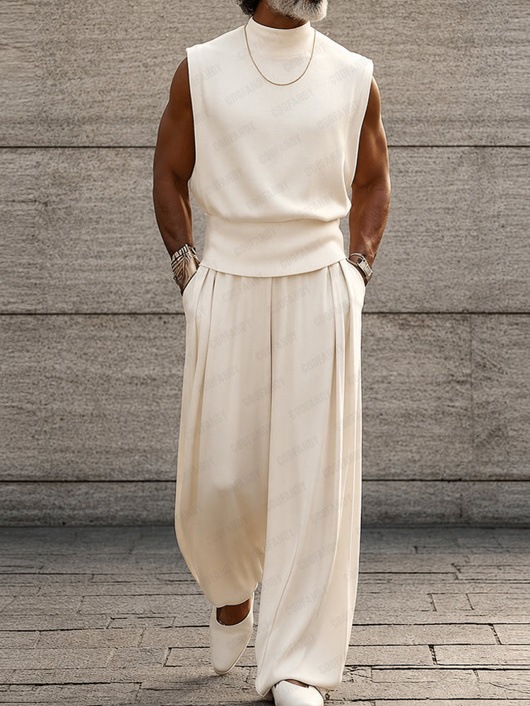 Minimalism Urban Casual Sleeveless Matching Sets