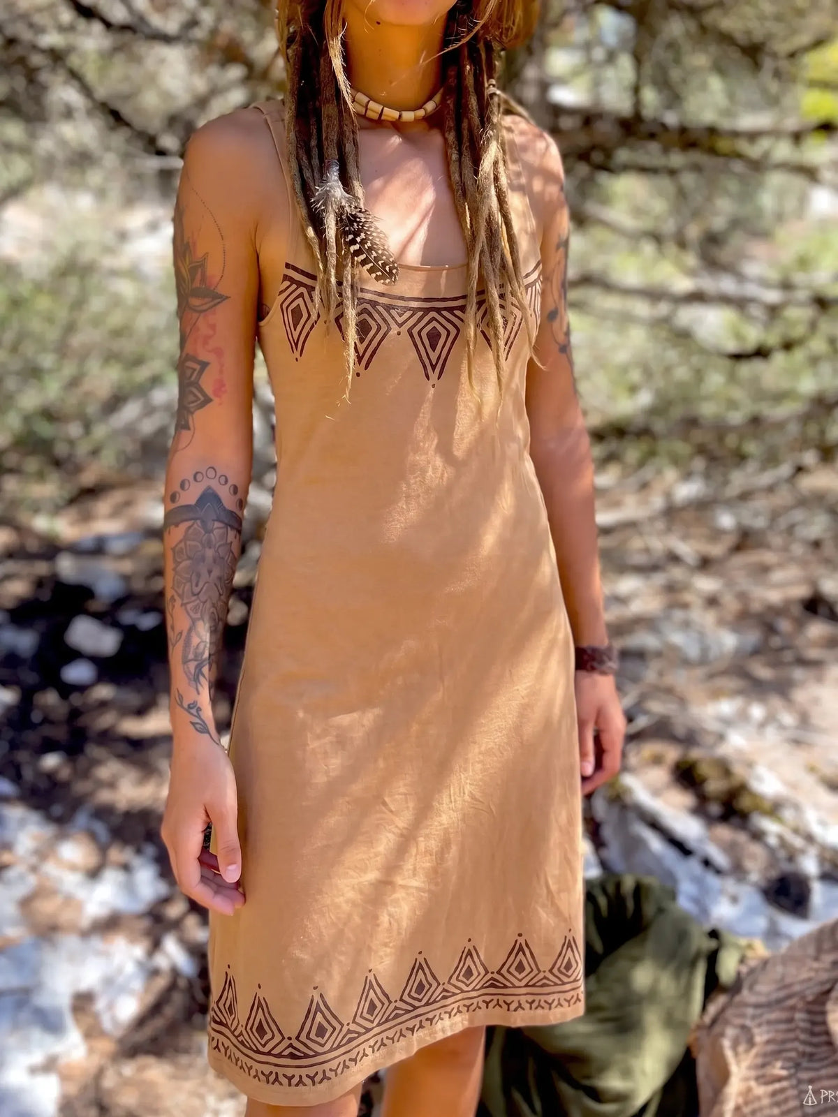 Long Tribal Block Print Dress