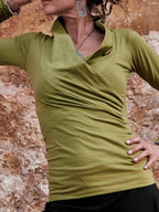 Yoga Wrap Top with Long Sleeves, Women's Blouse with Cowl, Alternative Clothing