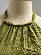 Braided Halter Neck Asymmetric Cotton Linen Top