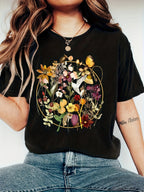Floral Print Crew Neck T-shirt, Casual Short Sleeve Top, Women's Clothing