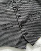 Vintage Charcoal Gray Vertical Pinstripe Multi©\Pocket Vest