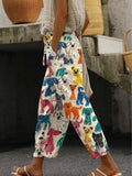Women's Cute Kid Drawing Dog Printed Cotton Casual Pants