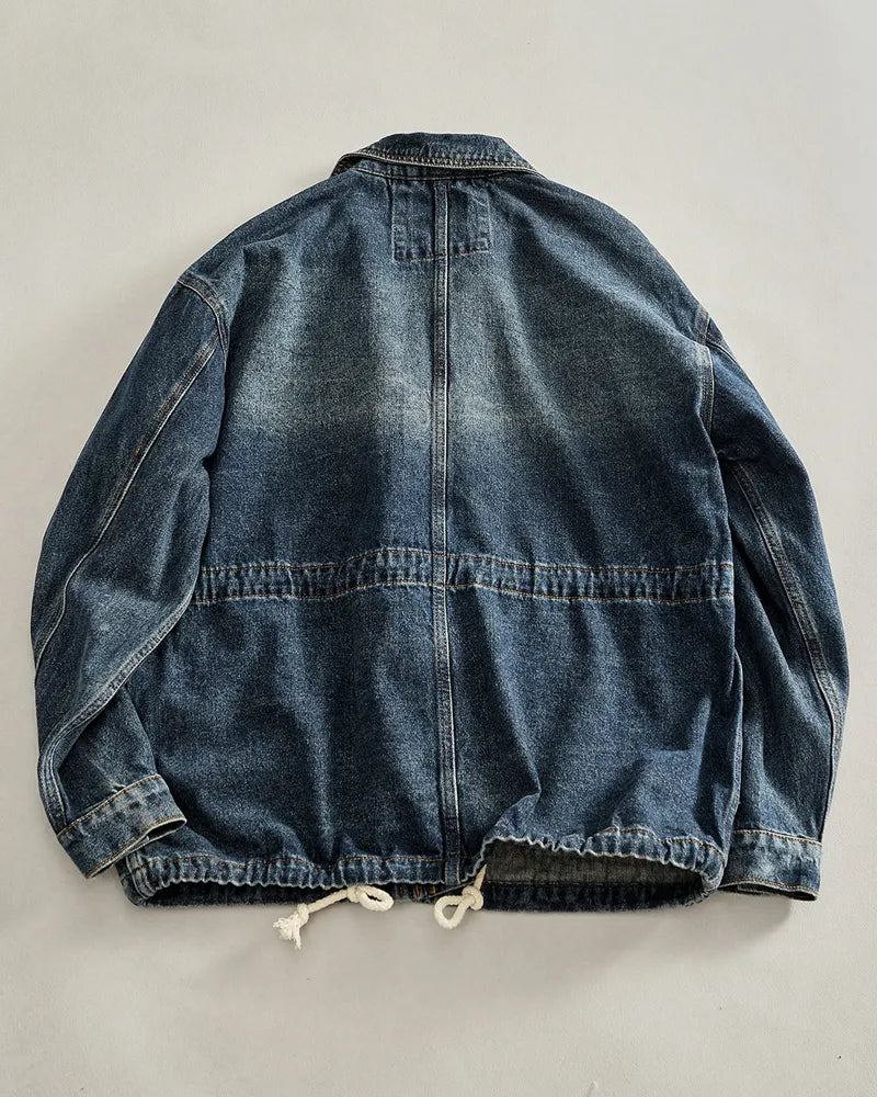 Vintage Washed Multi©\Pocket Field Utility Denim Jacket