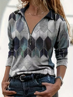 Women's Business Casual Zipper Tops, Elegant & Stylish Tops For Office & Work, Women's Clothing