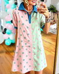 Color-block Polka-dot Dress