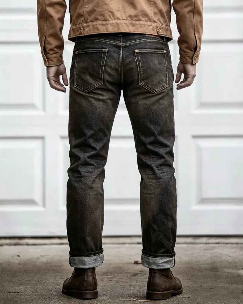 Vintage Black Denim Straight©\Leg Jeans