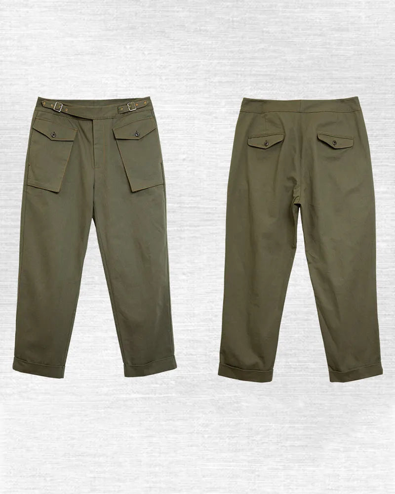 Vintage Army©\Green Military©\Issue Relaxed©\Tapered Combat Cargo Trousers