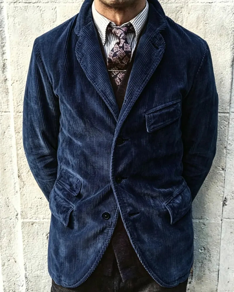 Vintage Solid Color Corduroy Single-breasted Casual Blazer