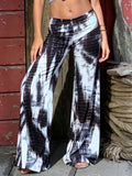 TIE Dye Bell Bottom Flare Pants with Optional Fold over Waistband