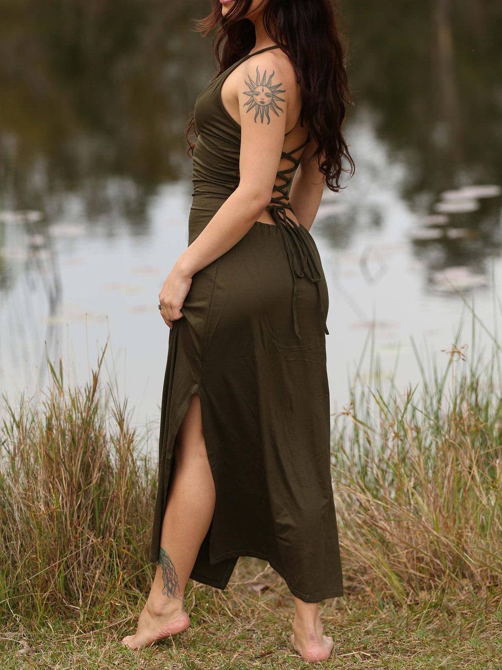 Long Dress with Splits and Corsetwise Back