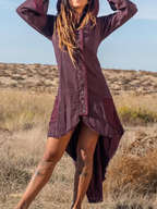 Elven Cotton Hood Jacket: Raw Spring Summer Jacket With Pockets
