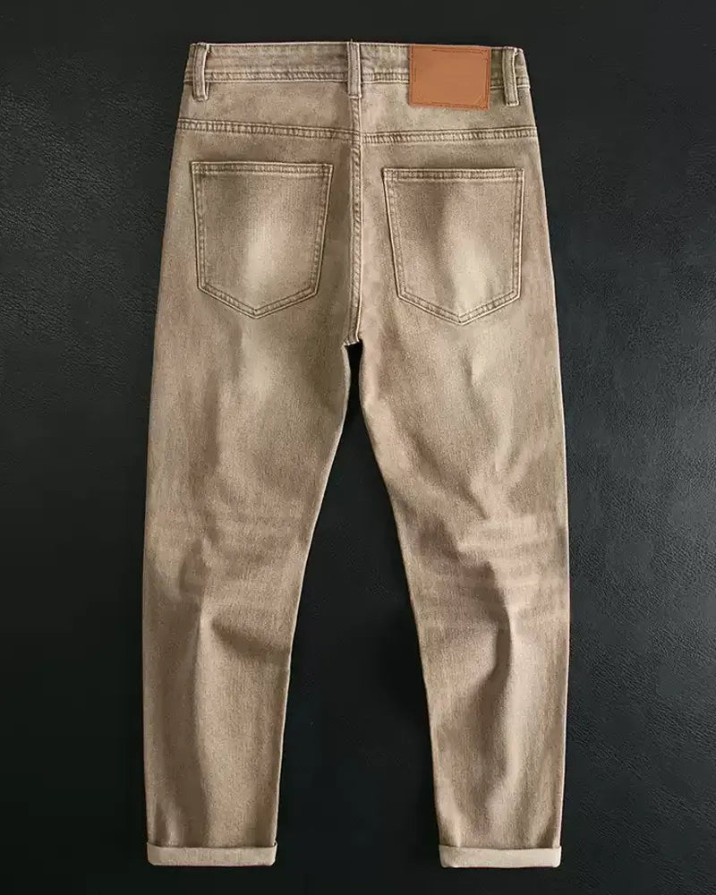 Vintage Khaki Straight©\Leg Workwear Denim Trousers