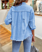 Trendy Ripped Raw Edge Jacket