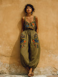 Women's Soft Casual Fashion Green Strap Jumpsuit