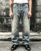 Vintage Washed Slit©\Pocket Baggy Wide©\Leg Utility Denim Pants