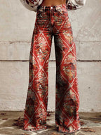 Women's Aztec Race Print Casual Wide Leg Pants