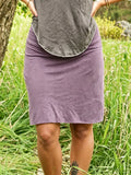 Fold-Over Waist Straight Raw Hem Knit Mini Skirt