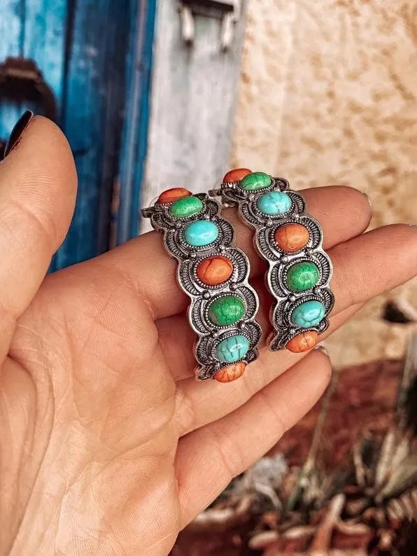 Turquoise Vintage Geometric Statement Earrings
