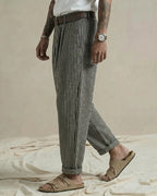 Vintage Black And White Striped Straight-leg Casual Pants