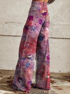 Women's Star Glitter Colorful Pattern Print Casual Wide Leg Pants