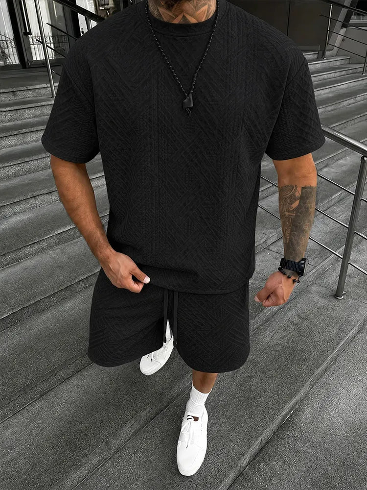 Drawstring Shorts Geometric Casual Outfit