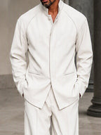 Smart Casual Hidden Placket Jacket Pants Set