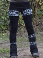 Lace Patchwork Layered Ruched Footed Leggings