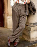 Vintage Brown Striped Loose Casual Pants