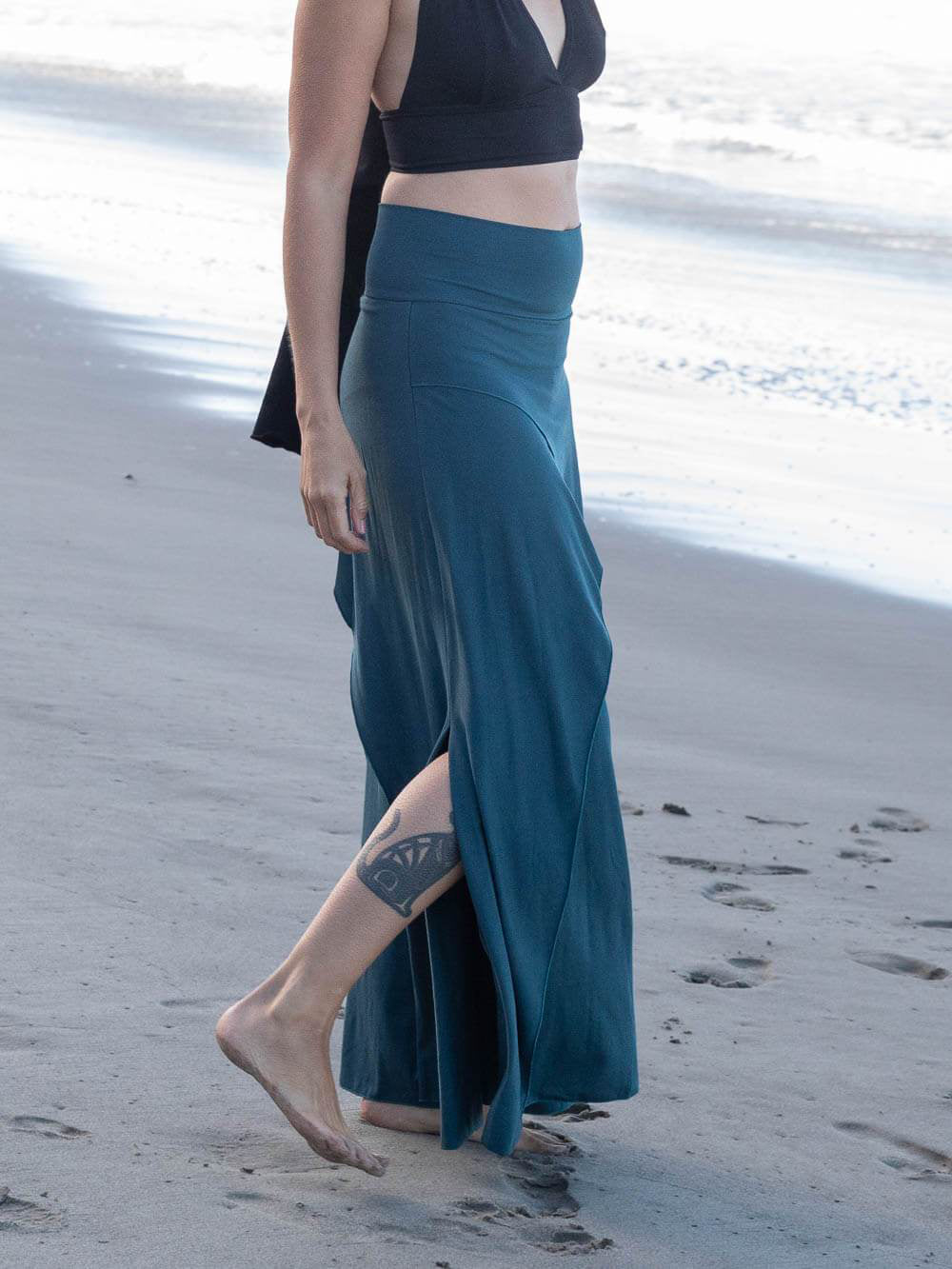 Bohemian Resort High-Waist Wrap Slit Draped Wide Leg Pants