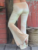70s Gold Velour Flare Bell Bottom Pants