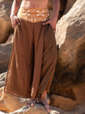 Wide Leg Boho Pants Unisex | Ethnic Cotton Pants Tribal Waistband | Layered Mesh Overlay Trousers