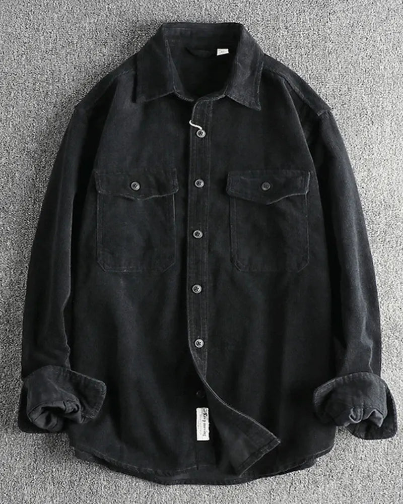 Vintage Corduroy Cotton Pocket Long Sleeve Work Shirt